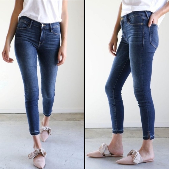 {27} FRAME Le High Skinny Side Slit Released Hem - Picture 1 of 14